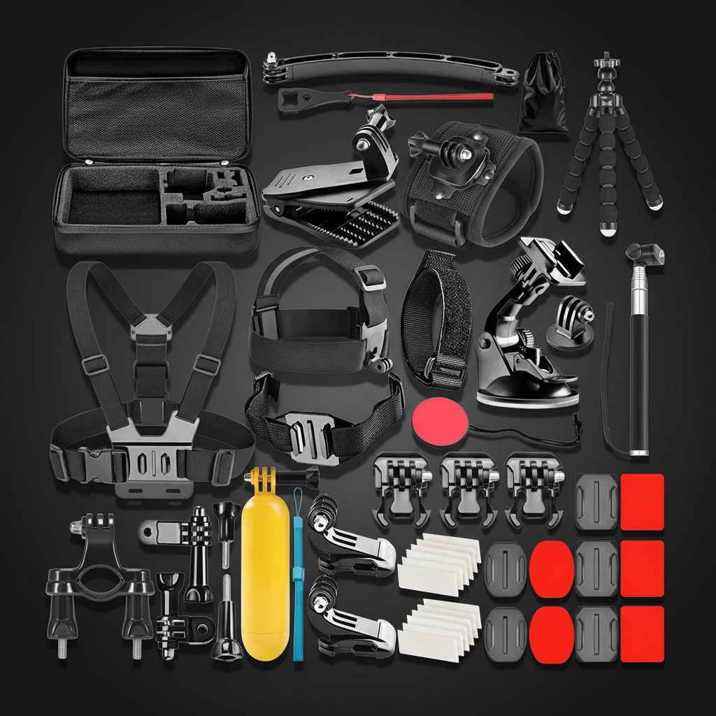 50-in-1 Action Camera Accessory Kit - Universal Mounts for GoPro, DJI, Insta360