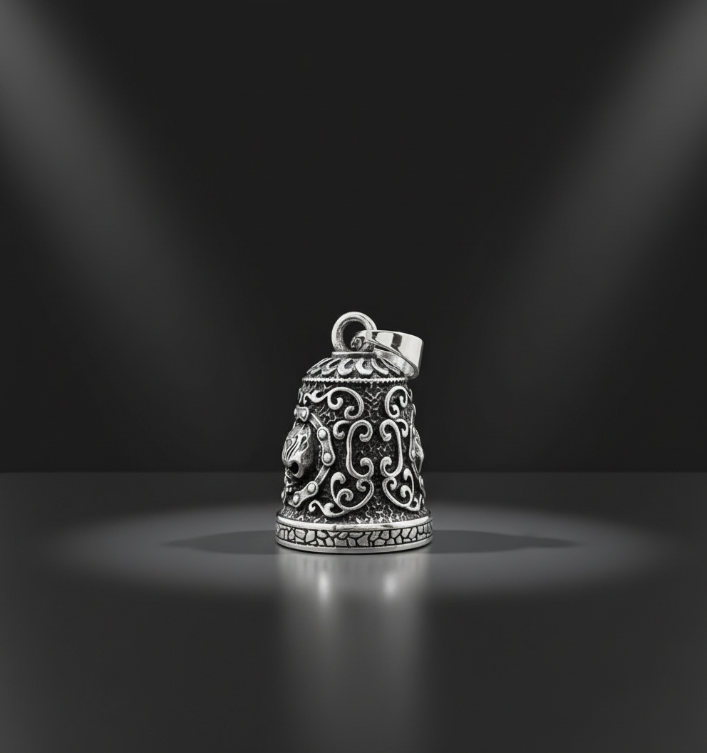 Skull Guardian Bell - Handmade Metal Motorcycle Protection Charm