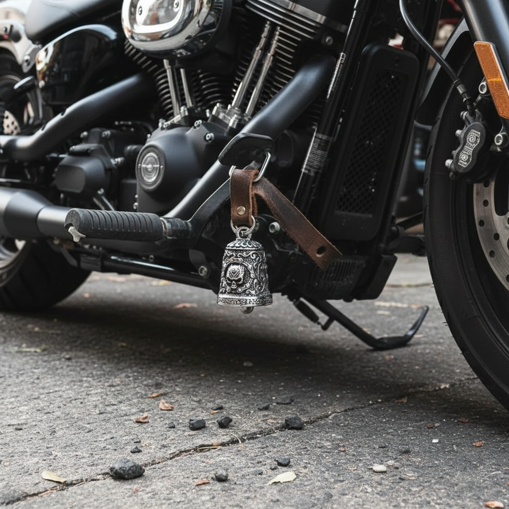 Skull Guardian Bell - Handmade Metal Motorcycle Protection Charm