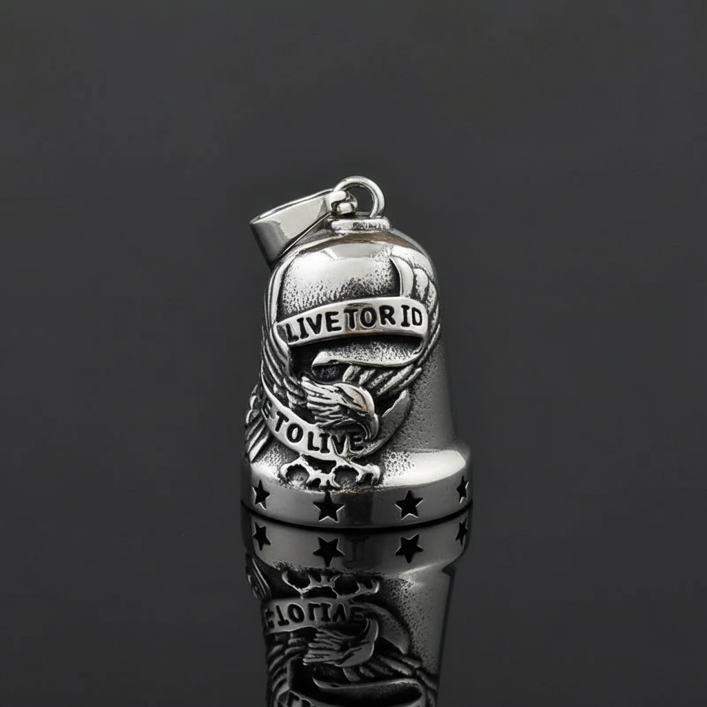 Live to Ride Guardian Bell - Eagle Wings Motorcycle Protection Charm