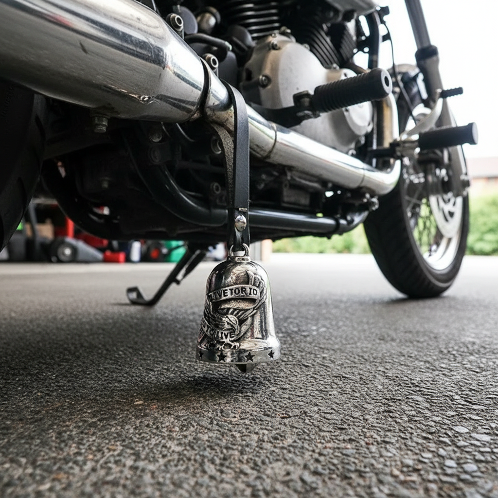 Live to Ride Guardian Bell - Eagle Wings Motorcycle Protection Charm
